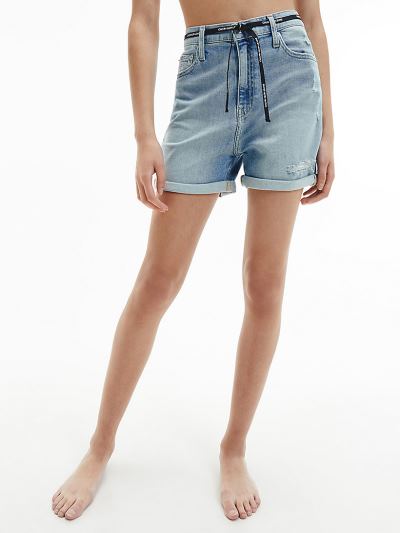 Calvin Klein Ruhák HU561873 | Calvin Klein Denim Mom Női Rövidnadrág Világos Kék